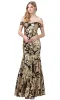 Sequin-Print Off-the-Shoulder Long Formal Gown sold by PromGirl
