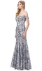 Sequin-Print Off-the-Shoulder Long Formal Gown sold by PromGirl