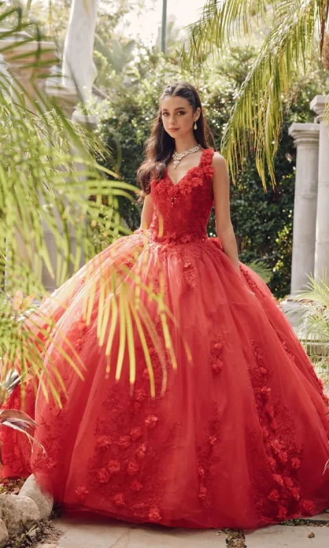 Juliet 1437R Red Ball Gown Quinceañera Dress sold by PromGirl