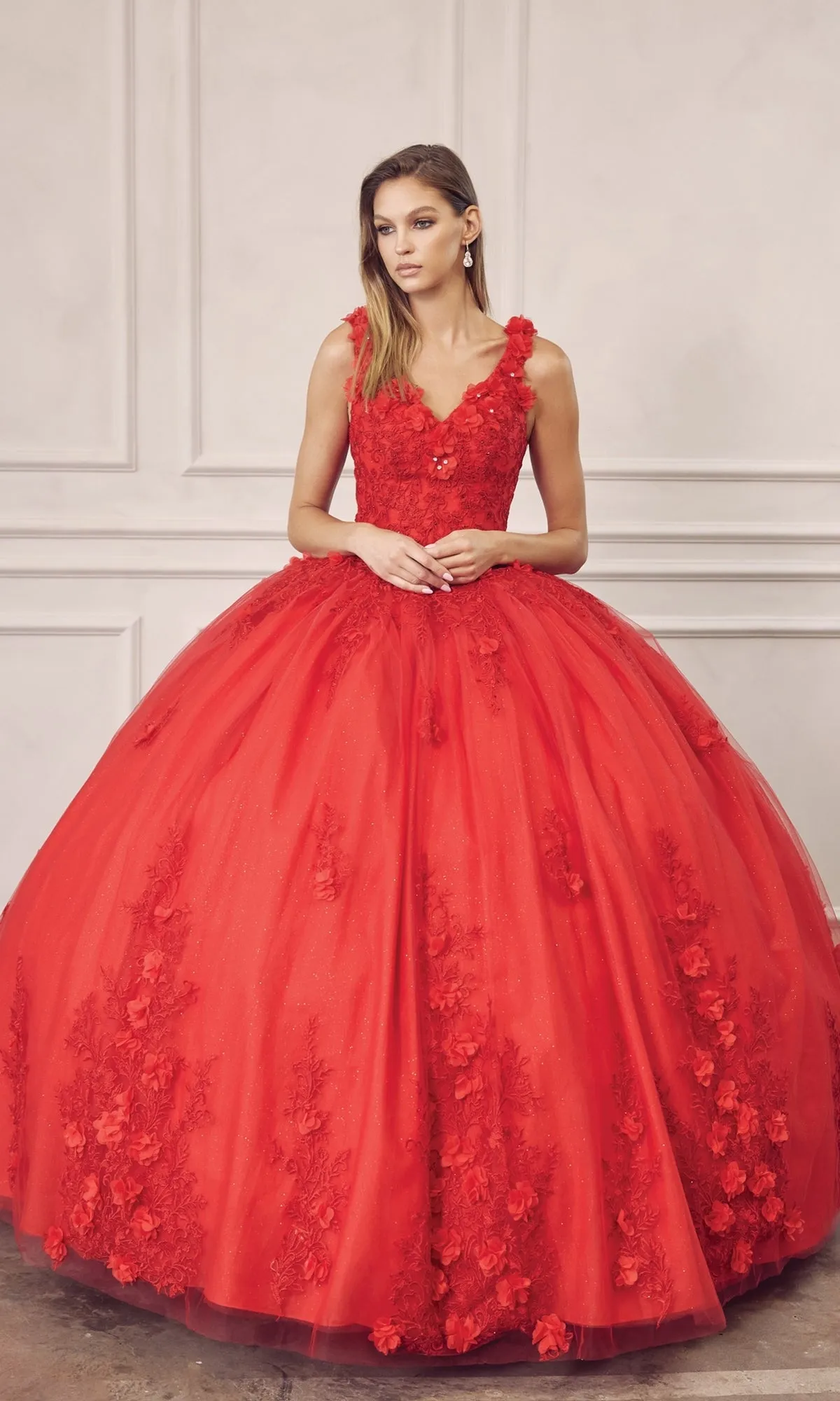 Juliet 1437R Red Ball Gown Quinceañera Dress sold by PromGirl product image thumbnail 3