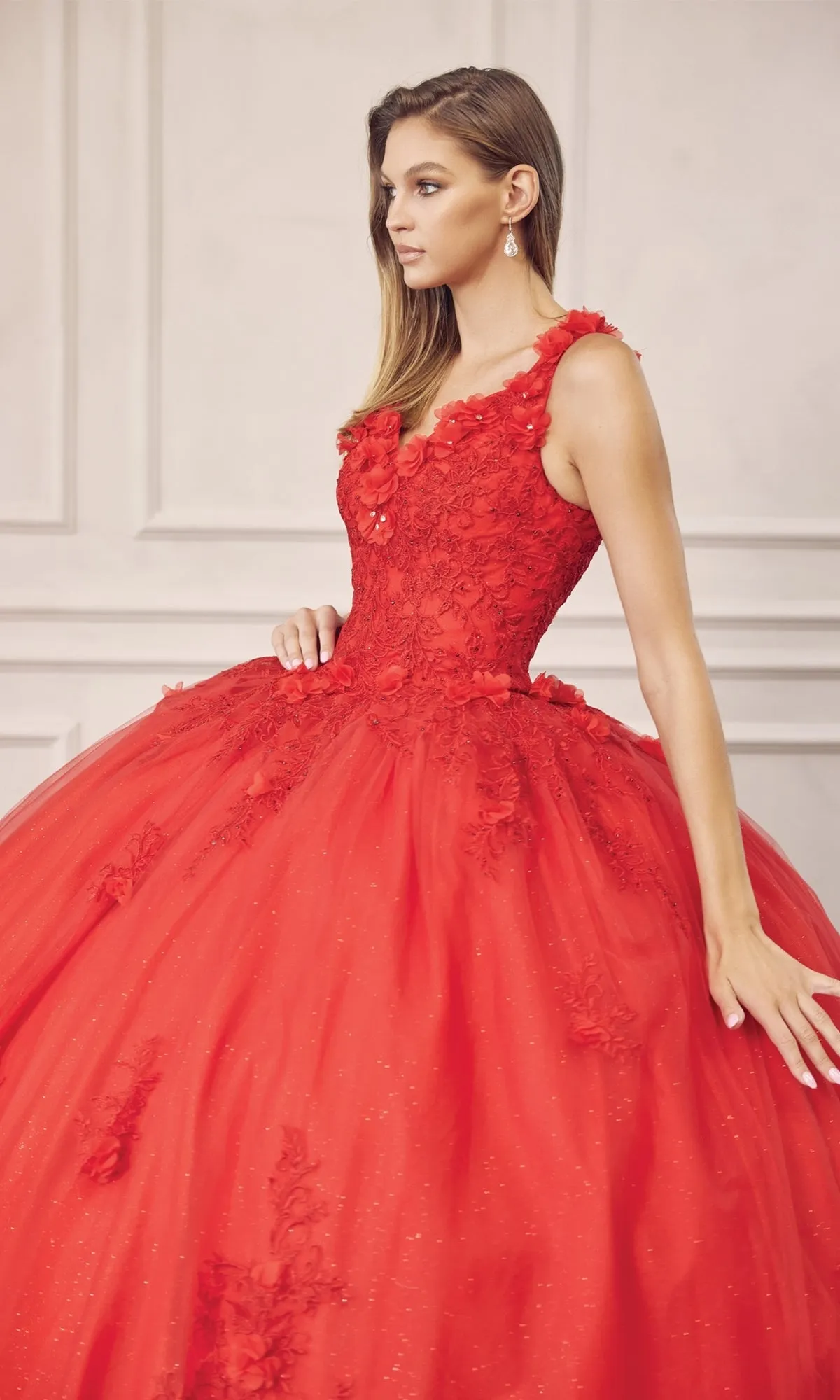 Juliet 1437R Red Ball Gown Quinceañera Dress sold by PromGirl product image thumbnail 5