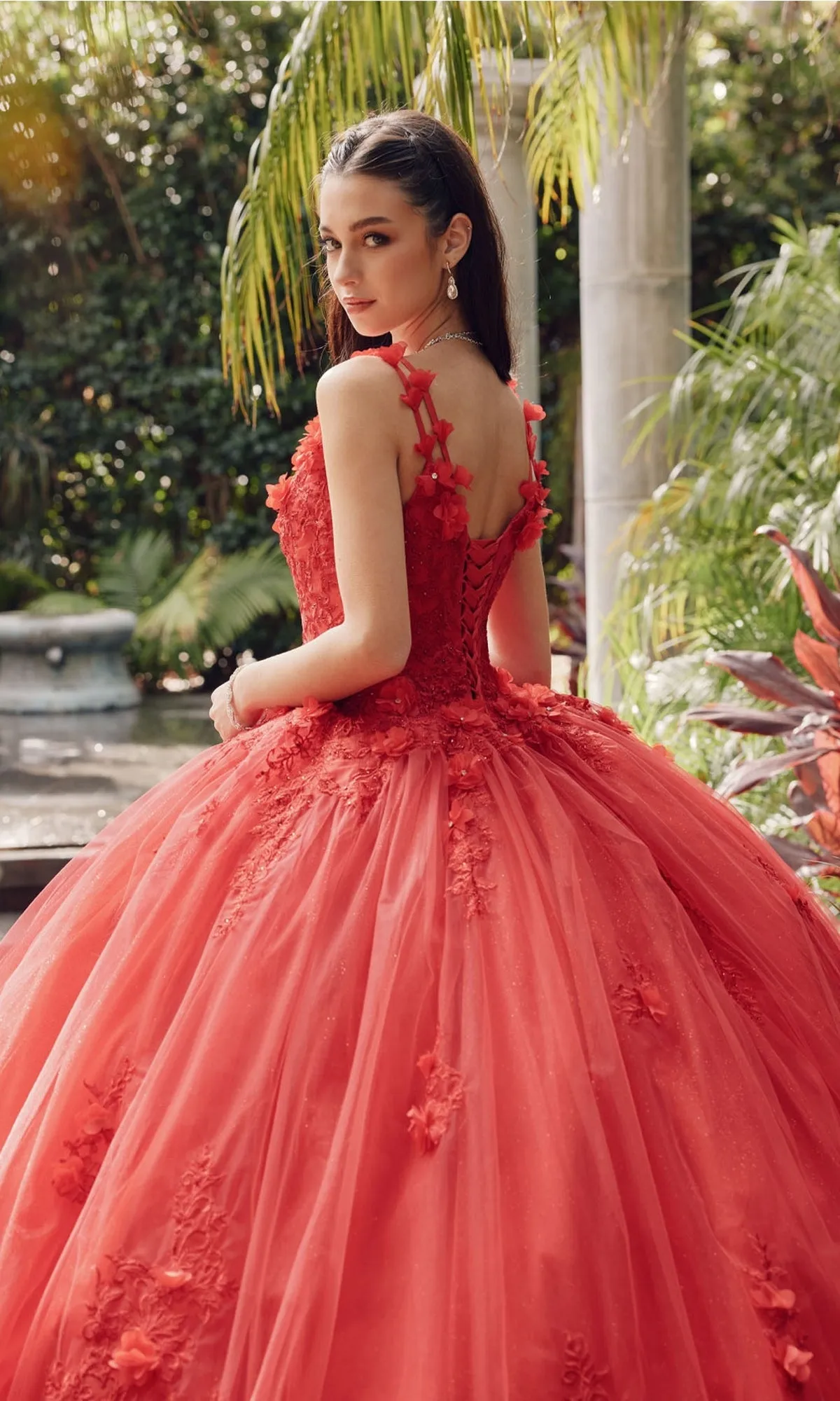 Juliet 1437R Red Ball Gown Quinceañera Dress sold by PromGirl product image thumbnail 2