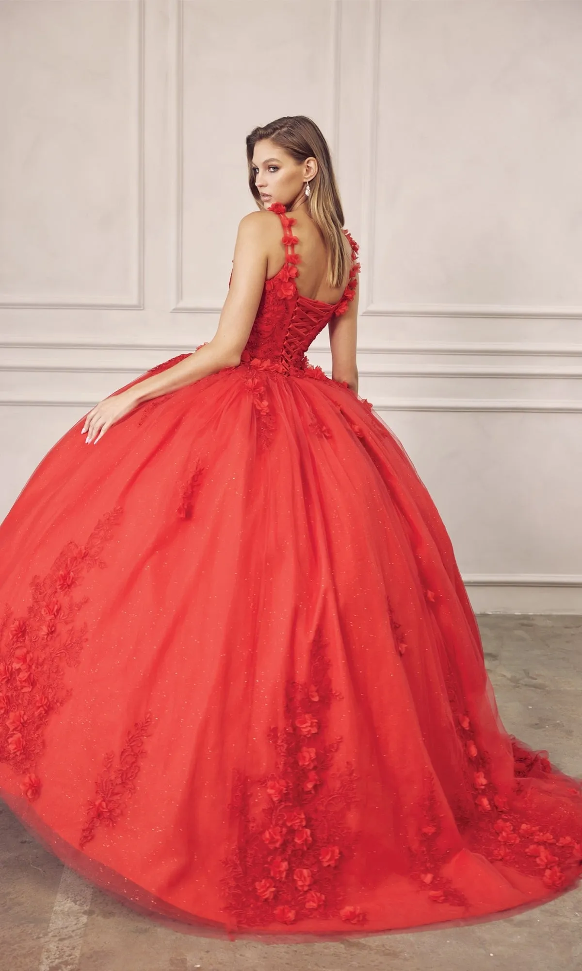 Juliet 1437R Red Ball Gown Quinceañera Dress sold by PromGirl product image thumbnail 4