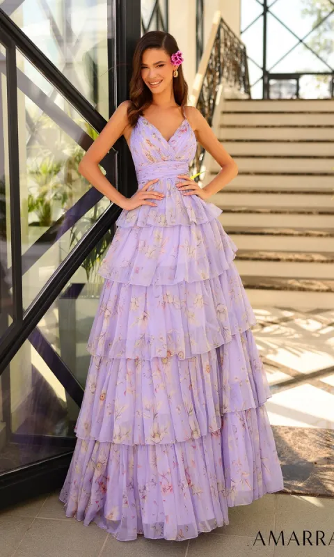 Amarra Lilac Long Ruffled A-Line Prom Dress 88881 sold by PromGirl
