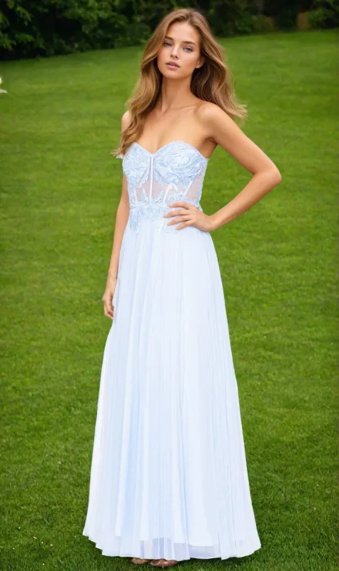 Blondie Nites Strapless Long Prom Dress 3421BN sold by PromGirl