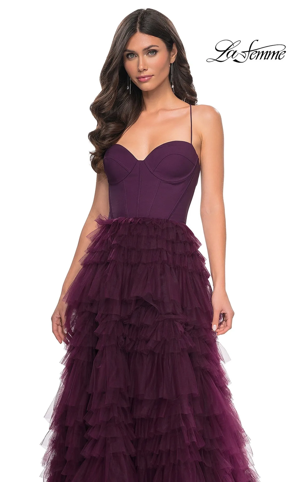 Lace-Up Ruffle Long Prom Ball Gown: La Femme 32071 sold by PromGirl product image thumbnail 5