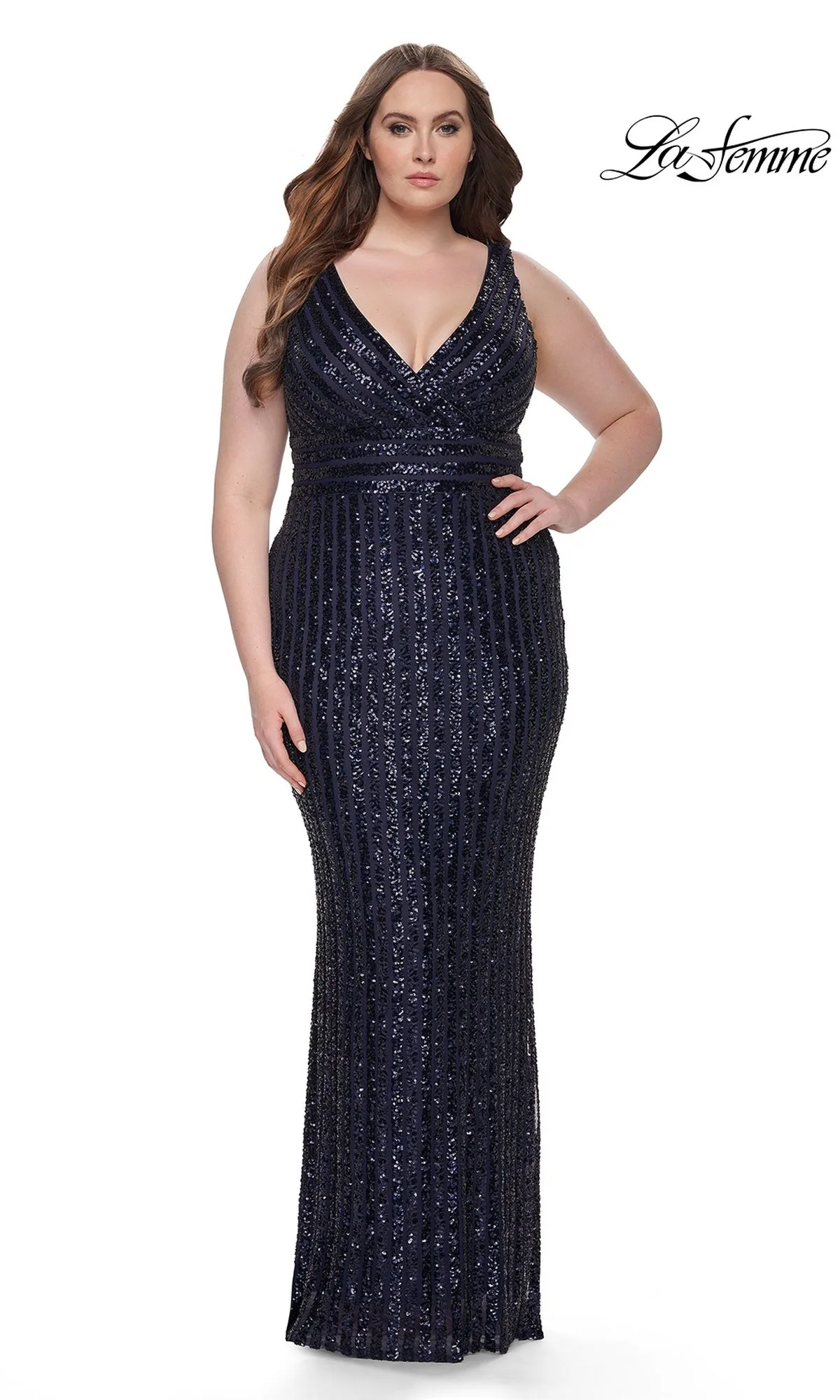 La Femme Plus-Size Long Sequin Prom Dress 32016 sold by PromGirl