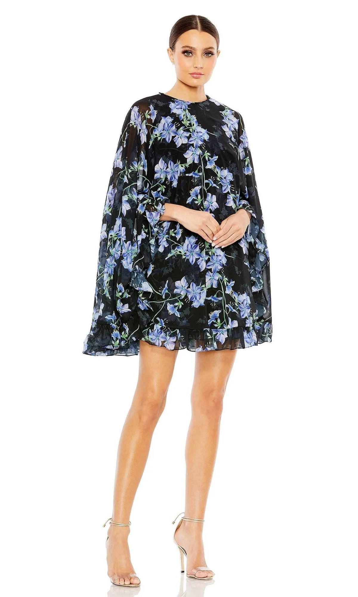 Black Floral Print Party Dress 56028 by Mac Duggal sold by PromGirl product image thumbnail 5