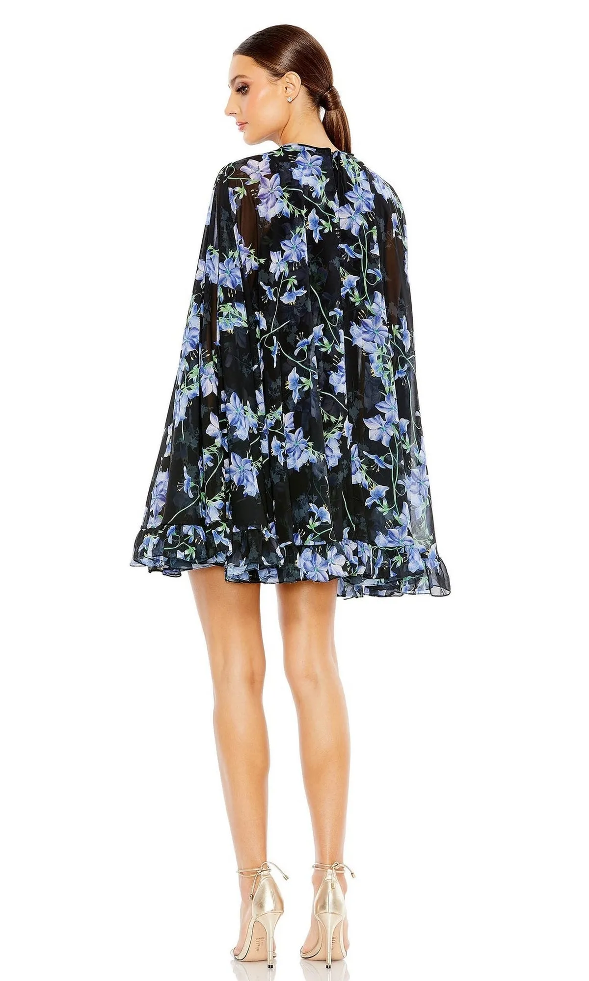 Black Floral Print Party Dress 56028 by Mac Duggal sold by PromGirl product image thumbnail 3