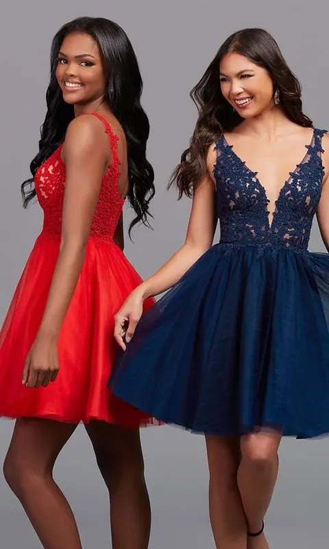 PromGirl Embroidered-Bodice Short Homecoming Dress sold by PromGirl