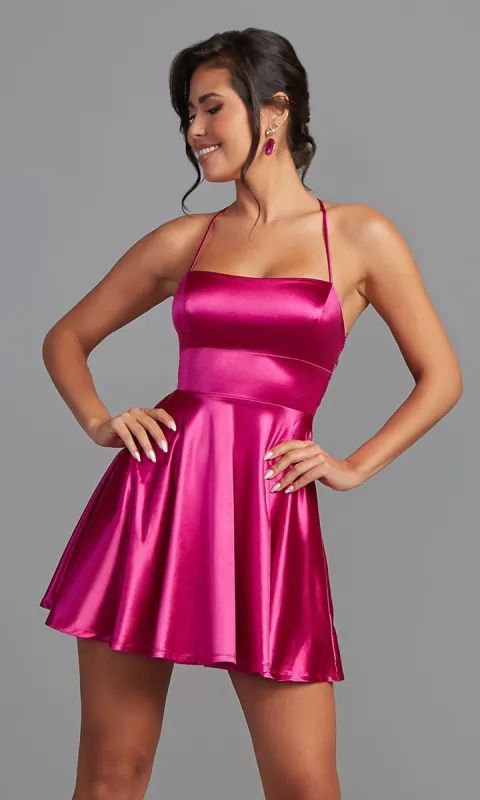 Backless Short Cute Homecoming Dress with Pockets sold by PromGirl