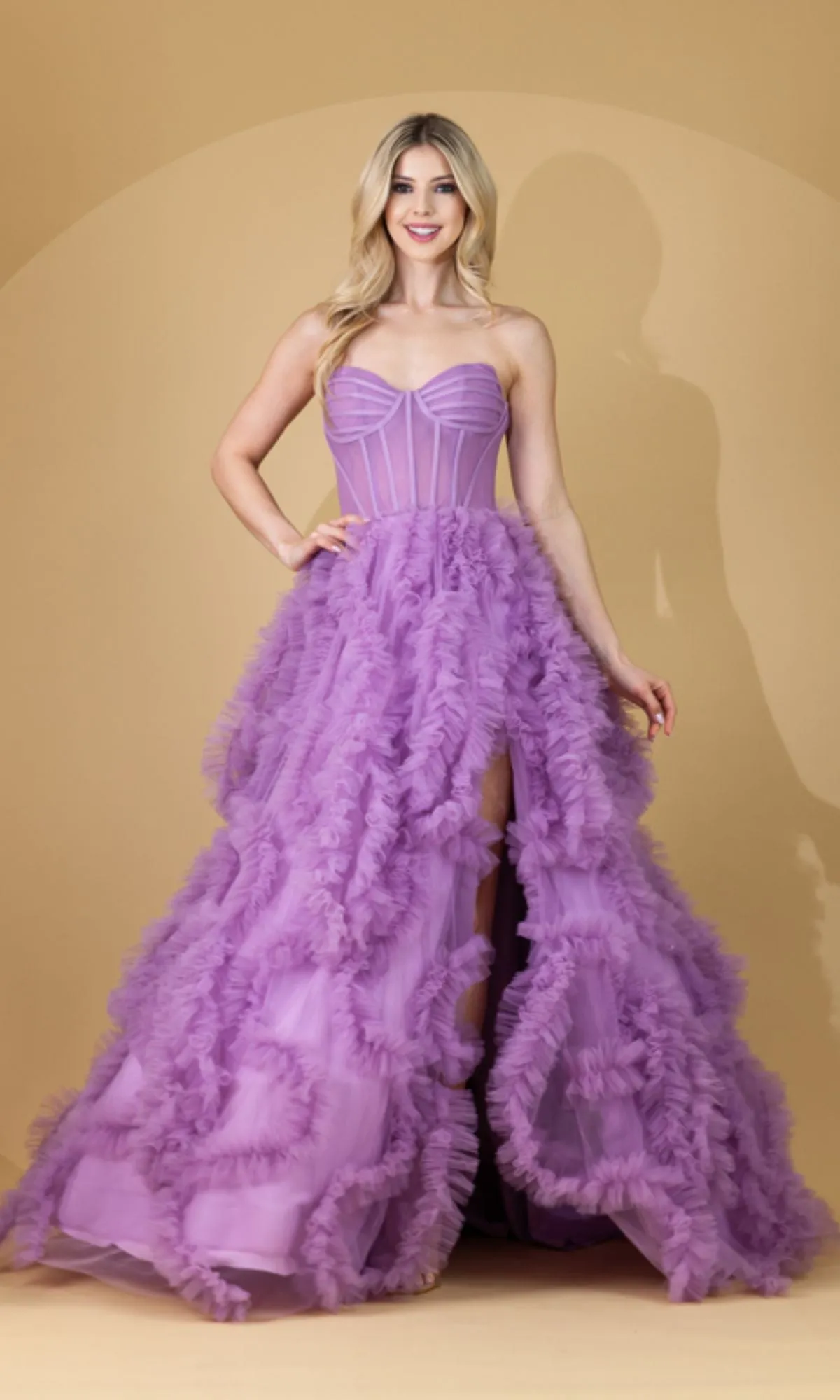 Amelia Couture Corset Ruffle Prom Ball Gown AC0019 sold by PromGirl product image thumbnail 4