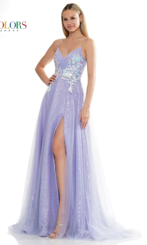 Sequin-Floral Long A-Line Prom Dress 3235 sold by PromGirl