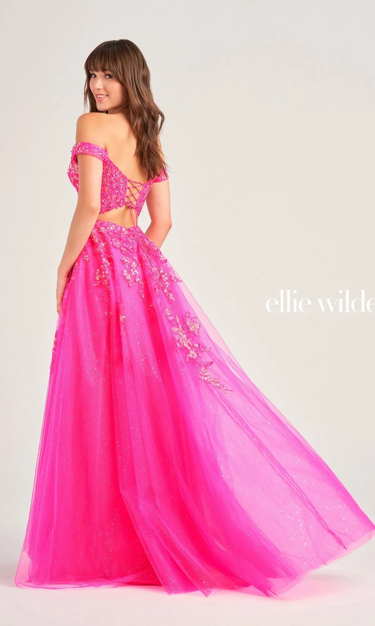 Ellie Wilde Floral Long Designer Ball Gown EW35058 sold by PromGirl product image thumbnail 2