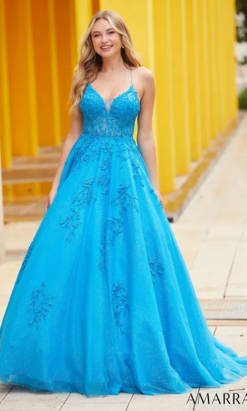 Sheer-Corset Long Lace Prom Ball Gown 88536 sold by PromGirl