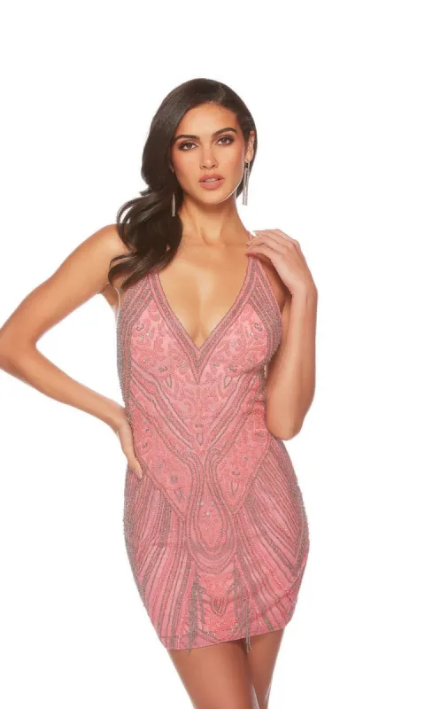 Alyce Two-Tone Beaded Short Hoco Dress 84006 sold by PromGirl