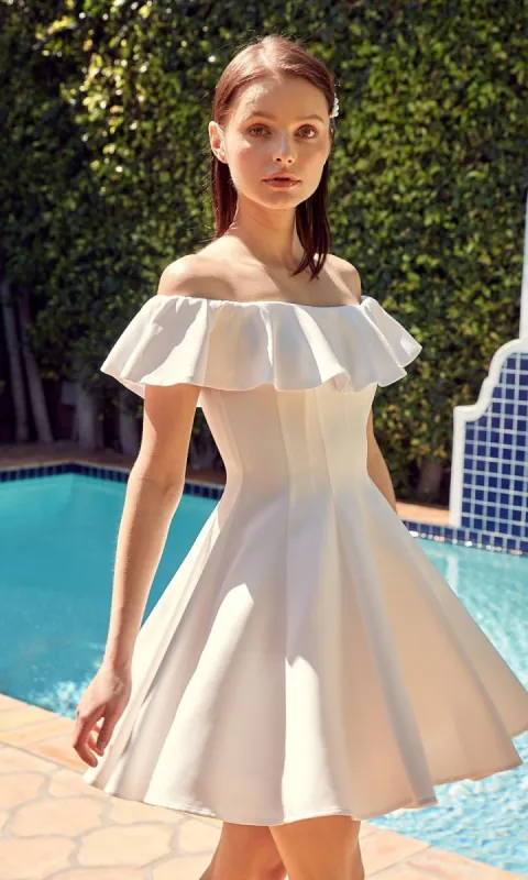 Off-the-Shoulder Short Party Dress sold by PromGirl