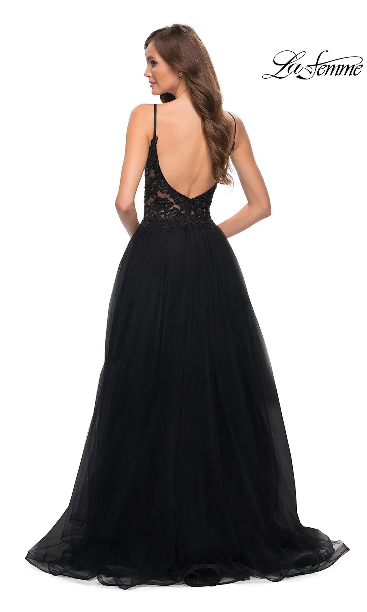 La Femme Lace-Bodice Long A-Line Prom Dress 29686 sold by PromGirl product image thumbnail 4