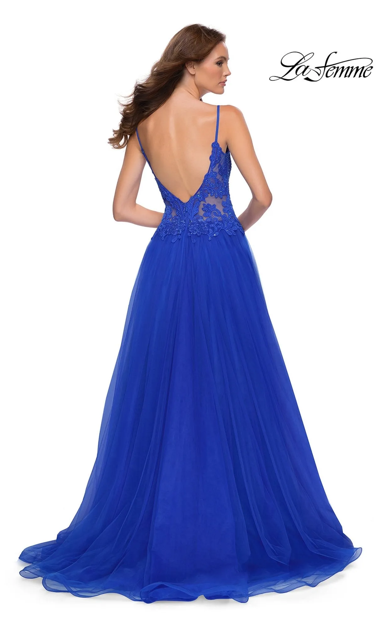 La Femme Lace-Bodice Long A-Line Prom Dress 29686 sold by PromGirl product image thumbnail 2
