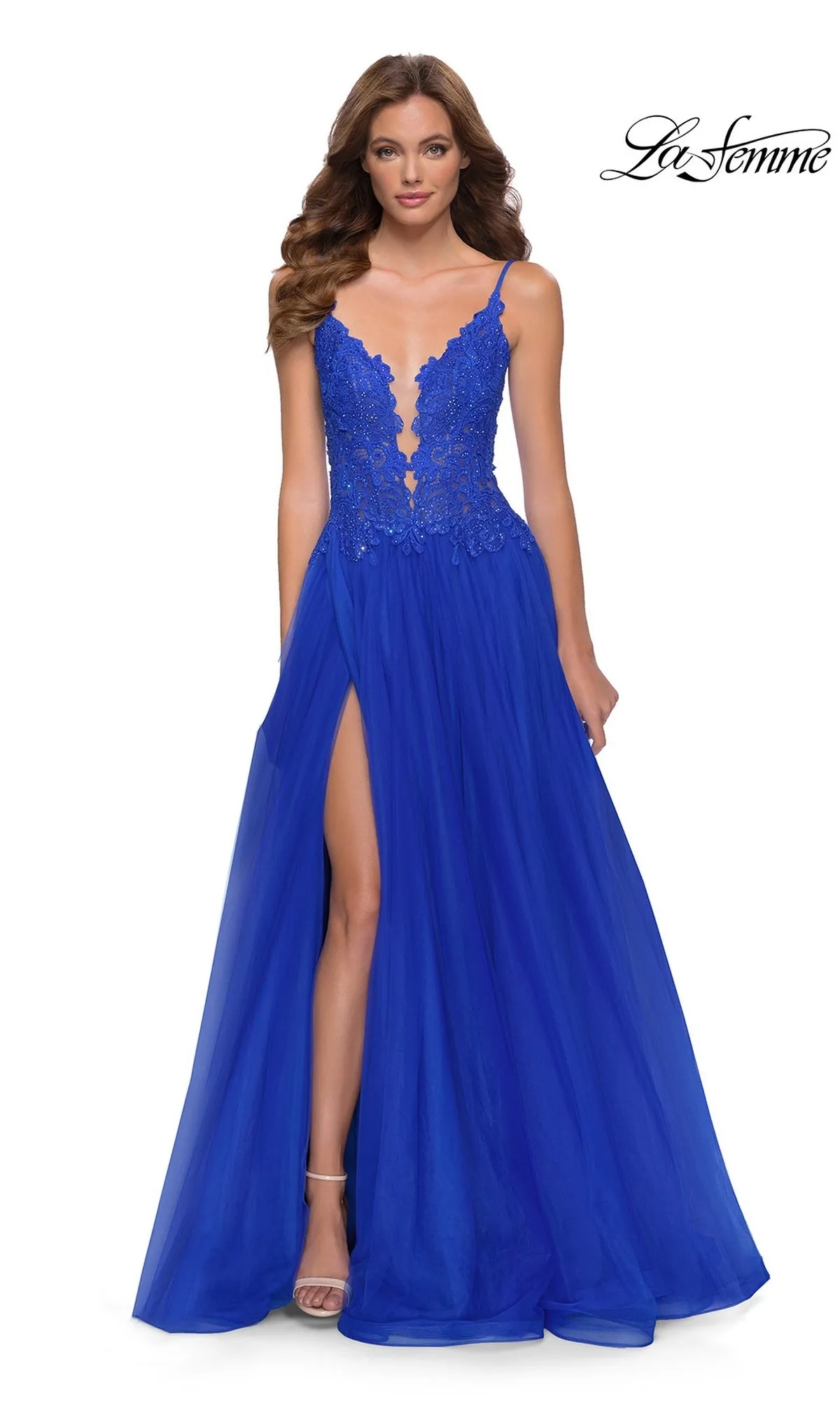 La Femme Lace-Bodice Long A-Line Prom Dress 29686 sold by PromGirl