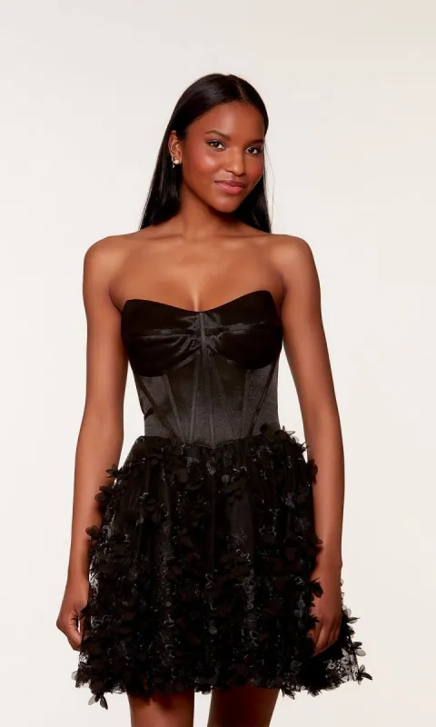 Strapless Short Embellished Black Party Dress 3173 sold by PromGirl