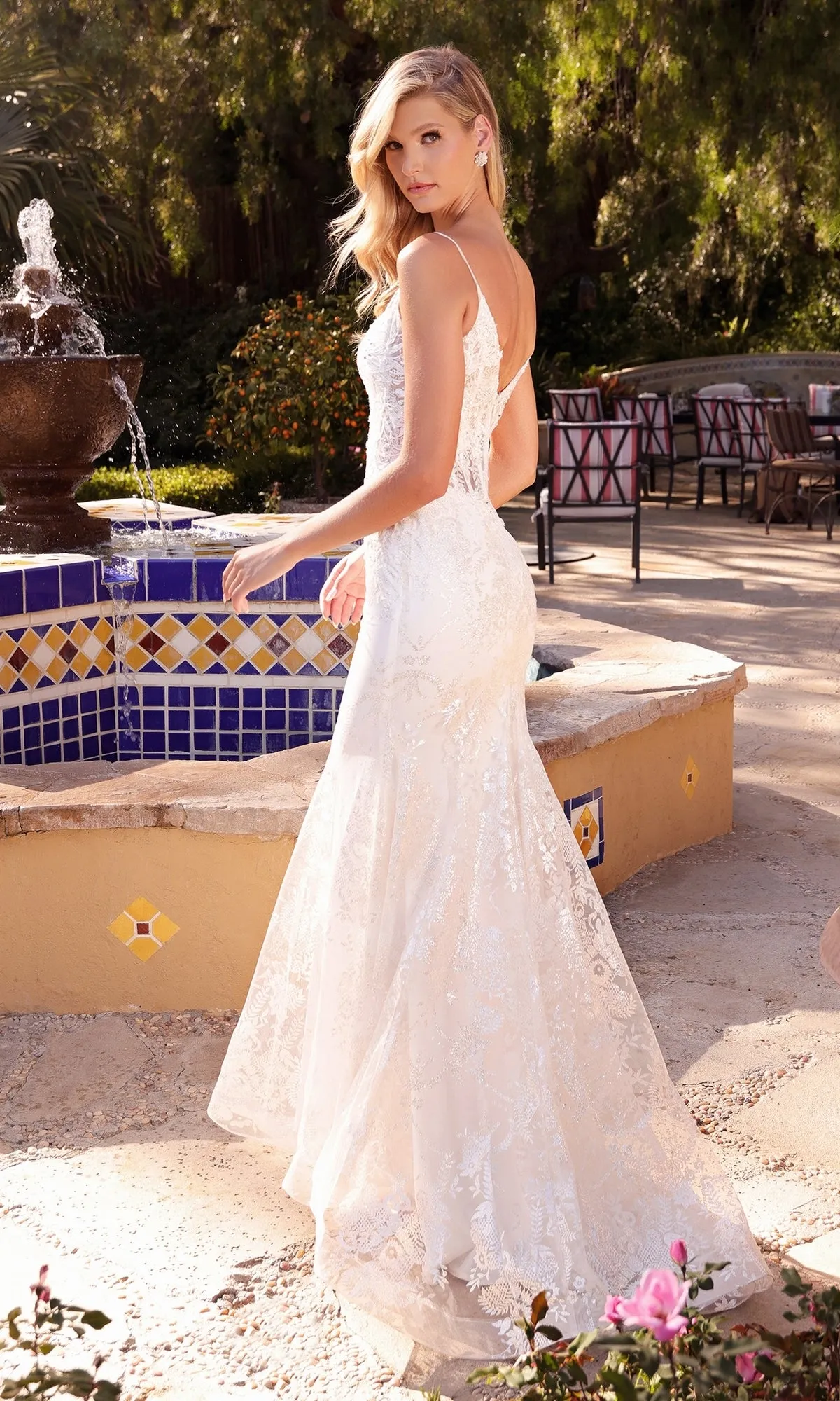 Long White Lace Mermaid Bridal Gown J825W sold by PromGirl product image thumbnail 2