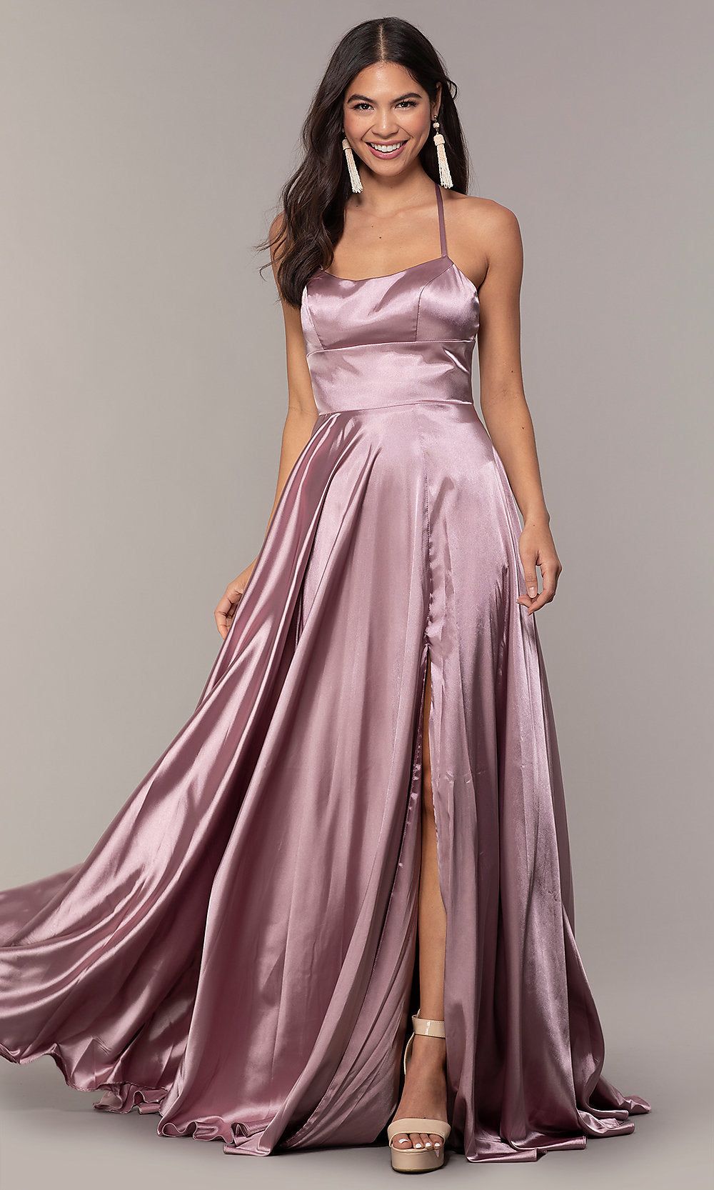 Satin Open-Back Designer Prom Dress by Faviana sold by PromGirl product image thumbnail 2