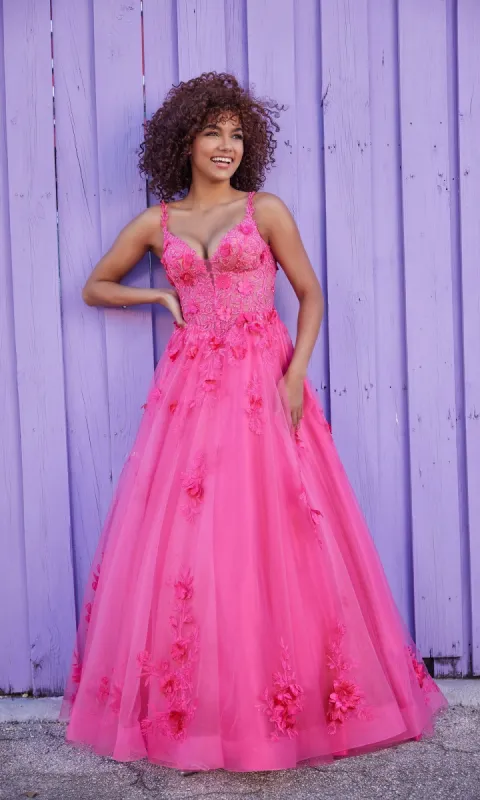 Ellie Wilde Bright Pink Prom Ball Gown EW35122 made by ellie wilde