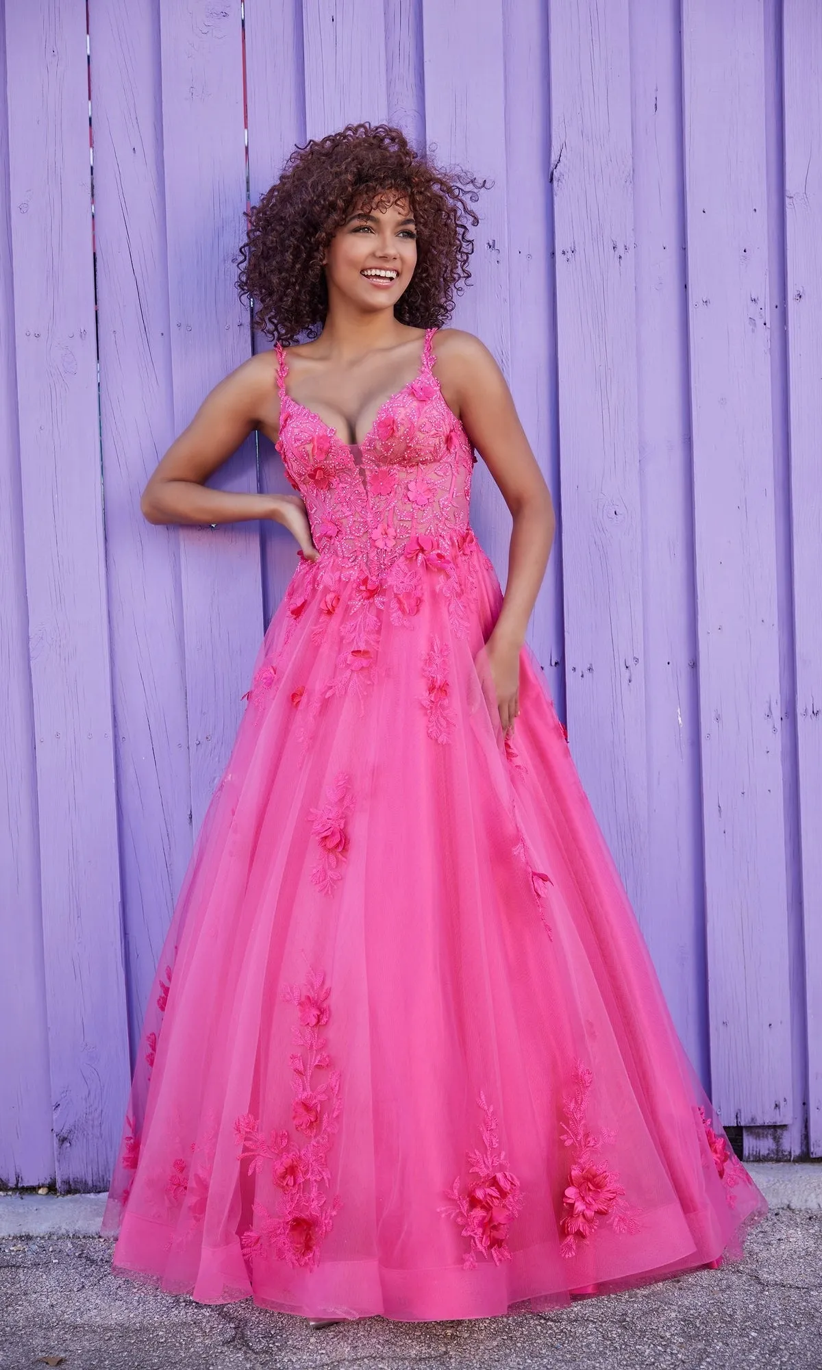 Ellie Wilde Bright Pink Prom Ball Gown EW35122 sold by PromGirl