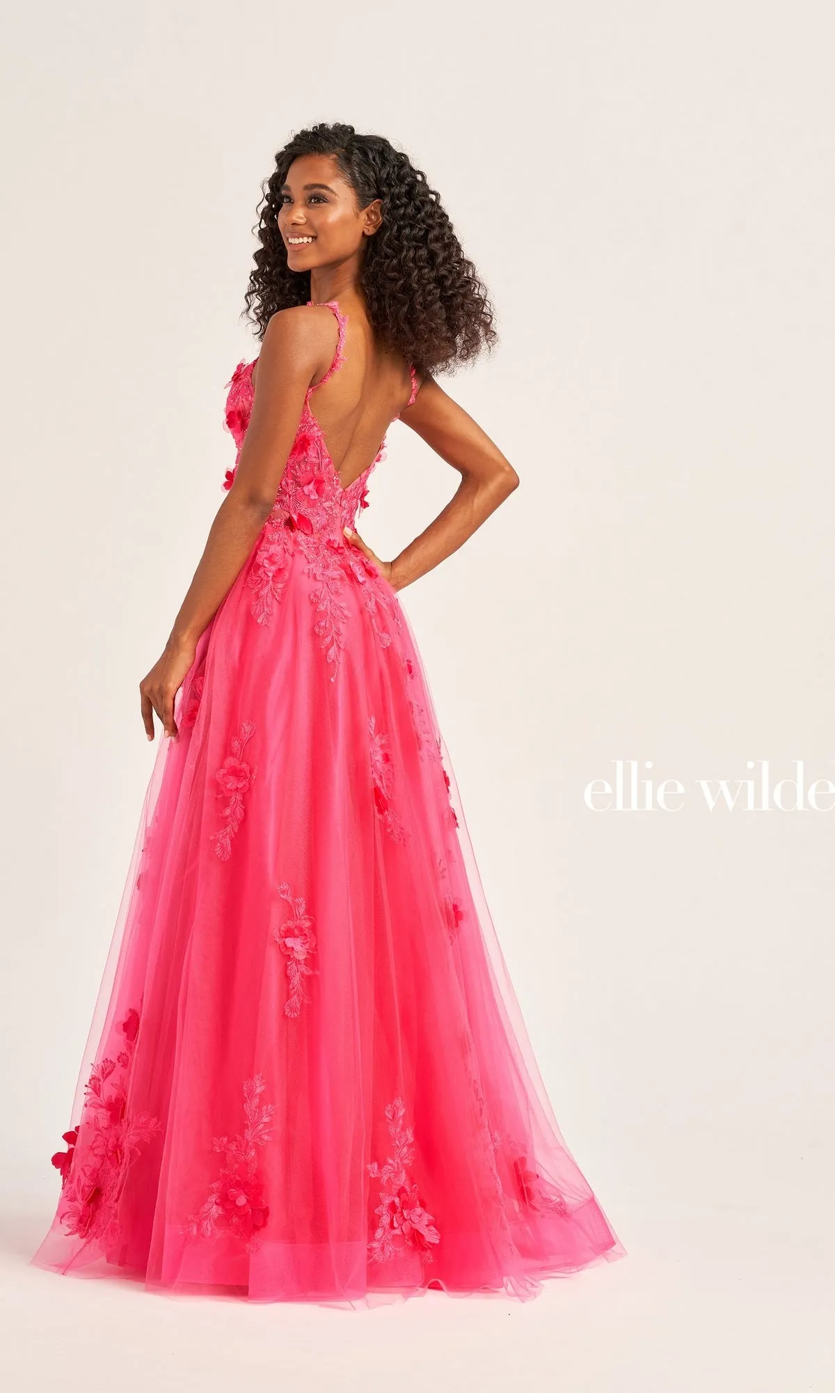 Ellie Wilde Bright Pink Prom Ball Gown EW35122 sold by PromGirl product image thumbnail 2