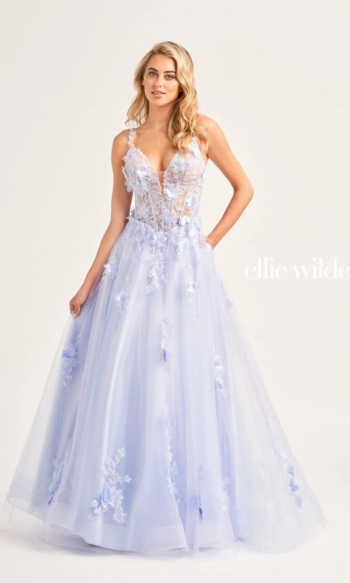 Ellie Wilde Bright Pink Prom Ball Gown EW35122 sold by PromGirl product image thumbnail 5