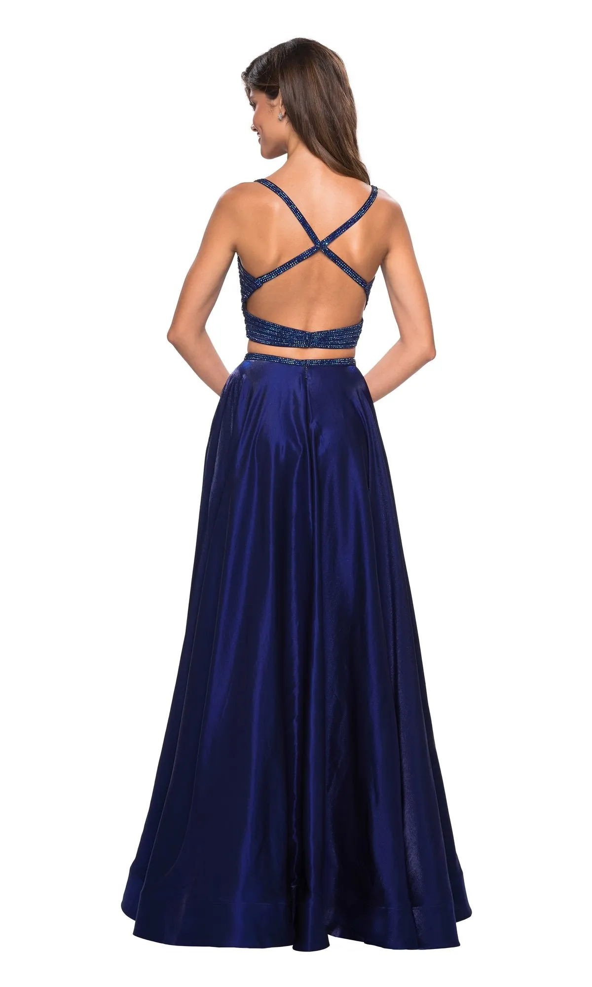 Open-Back Two-Piece Prom Dress: La Femme 27607 sold by PromGirl product image thumbnail 2