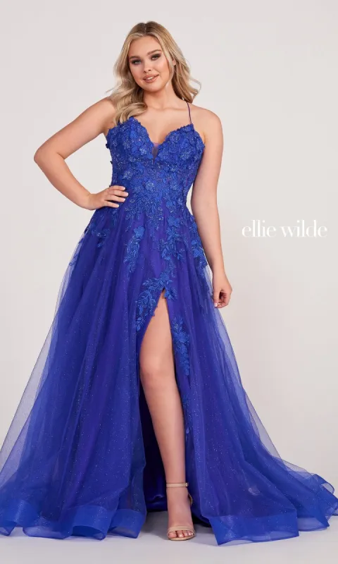 Ellie Wilde Corset-Back Long Prom Ball Gown sold by PromGirl