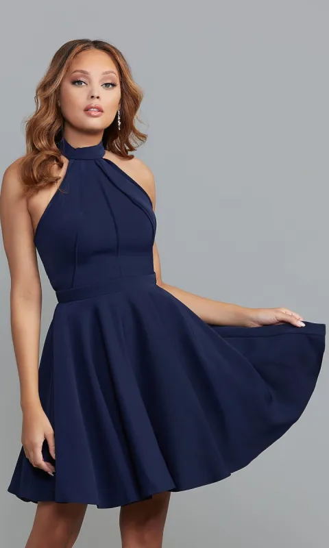 A-Line Short Homecoming Dress with High Neck sold by PromGirl