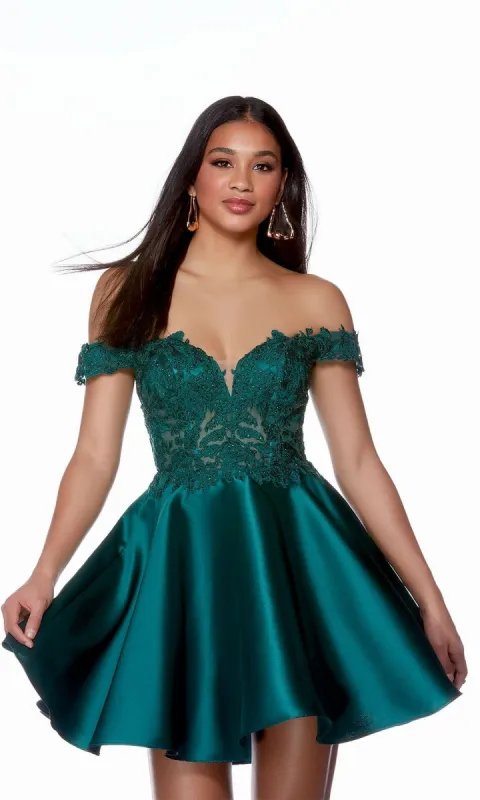Off-Shoulder Short A-Line Homecoming Dress 3141 sold by PromGirl