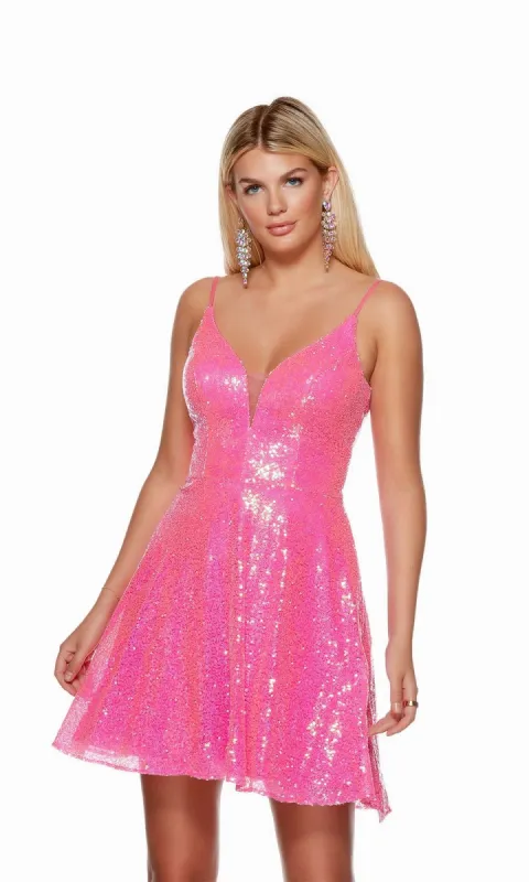Short Sequin Homecoming Dress with V-Back 3124 sold by PromGirl