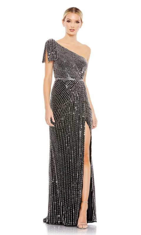 Sequin One-Shoulder Long Mint Prom Dress 93735 sold by PromGirl