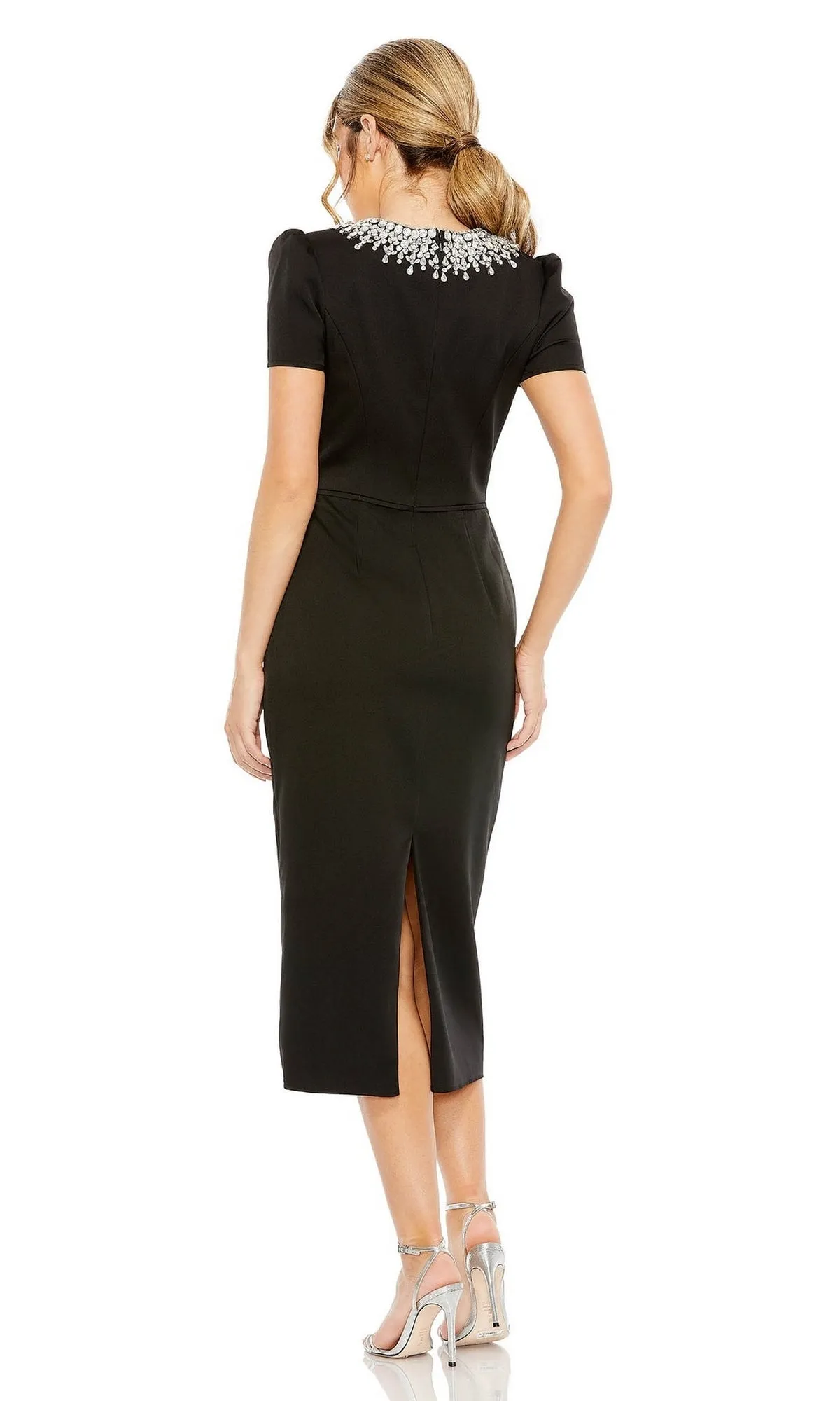 Short Sleeve Tea-Length Party Dress: Mac Duggal 49606 sold by PromGirl product image thumbnail 2