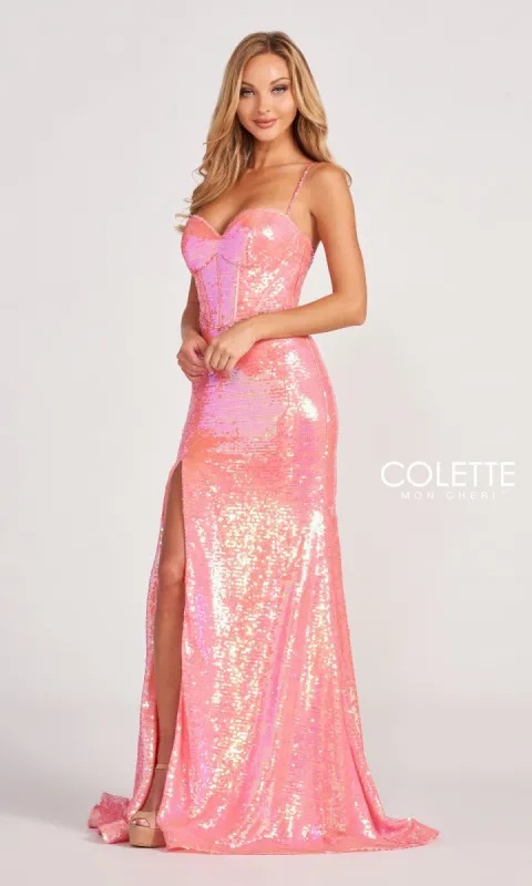 Stretch Allover Sequin Dress With Corset CL2054 sold by PromGirl