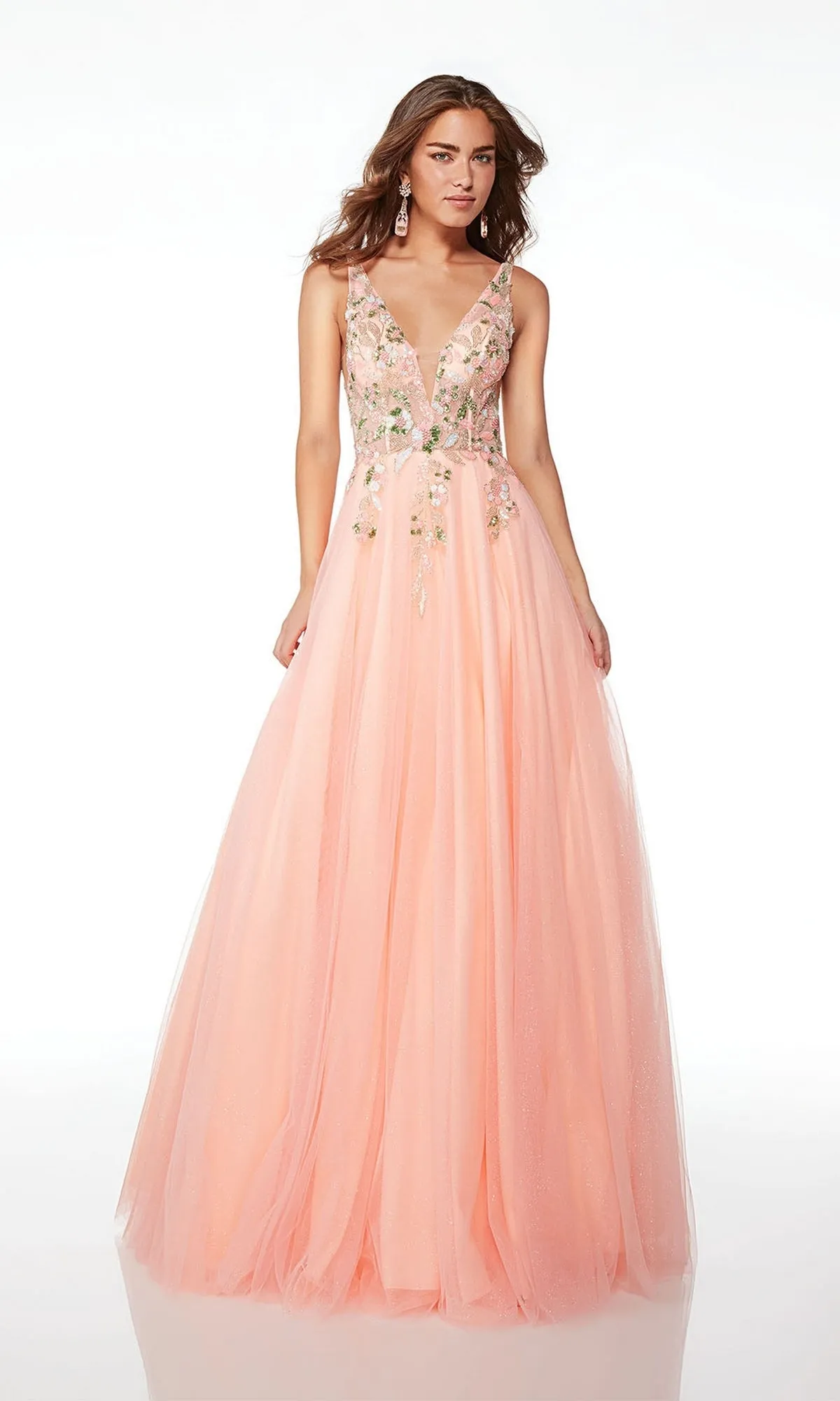 Alyce Glitter-Tulle Long A-Line Prom Dress 61559 sold by PromGirl