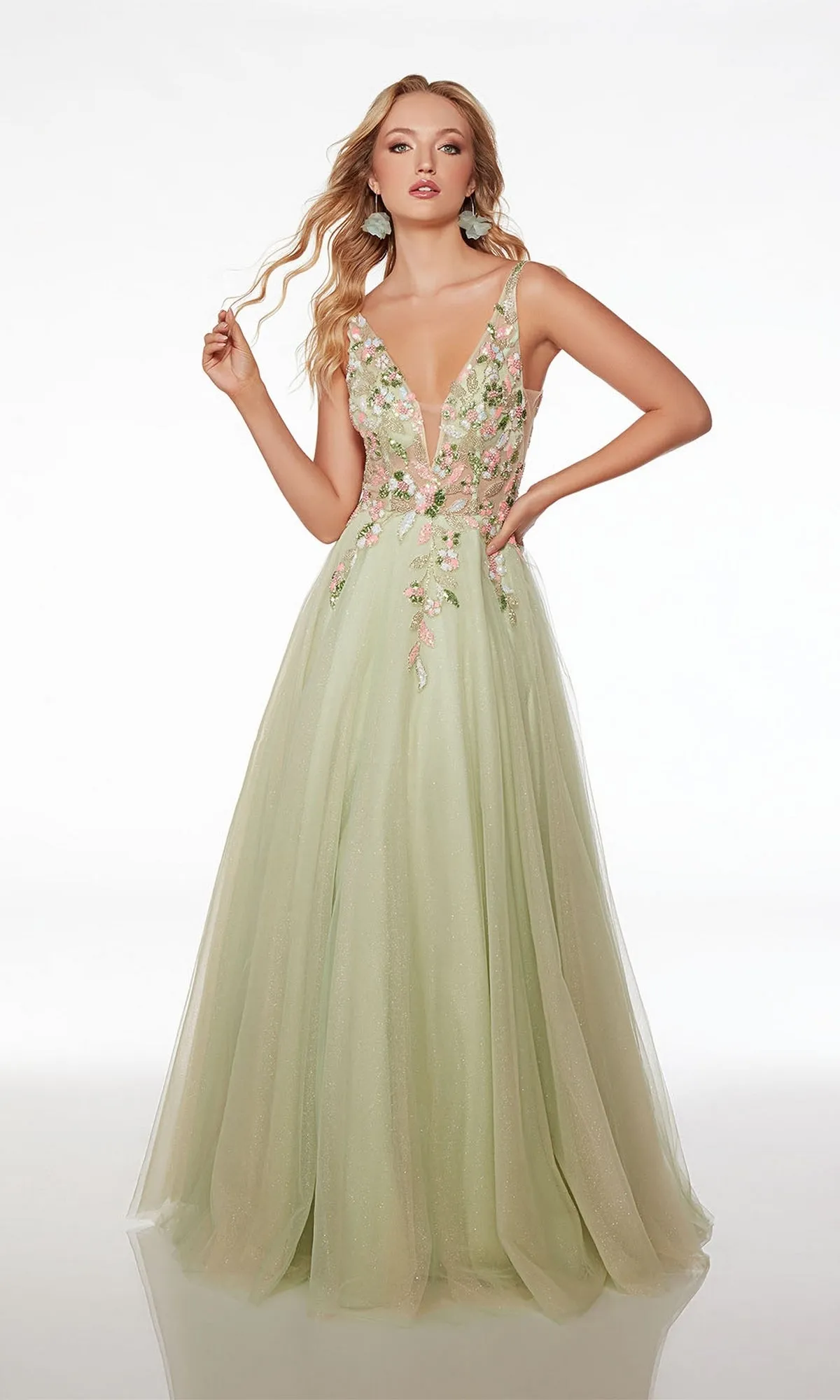 Alyce Glitter-Tulle Long A-Line Prom Dress 61559 sold by PromGirl product image thumbnail 3