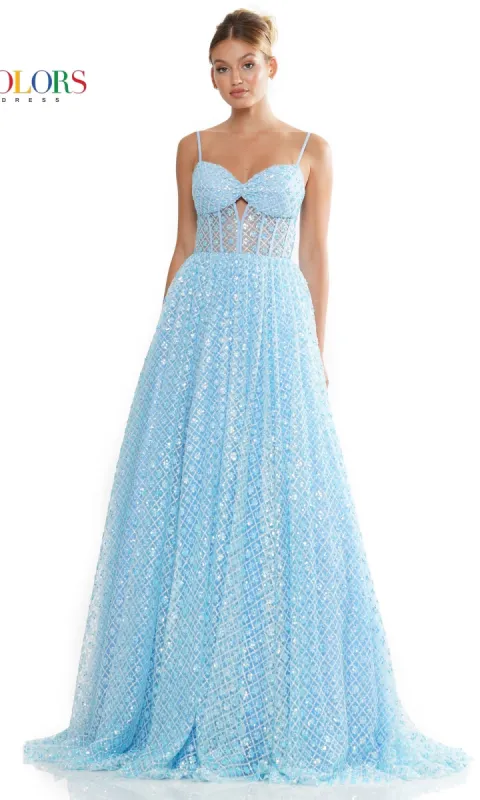 Sheer-Bodice Floral-Print Long Prom Ball Gown 3234 sold by PromGirl