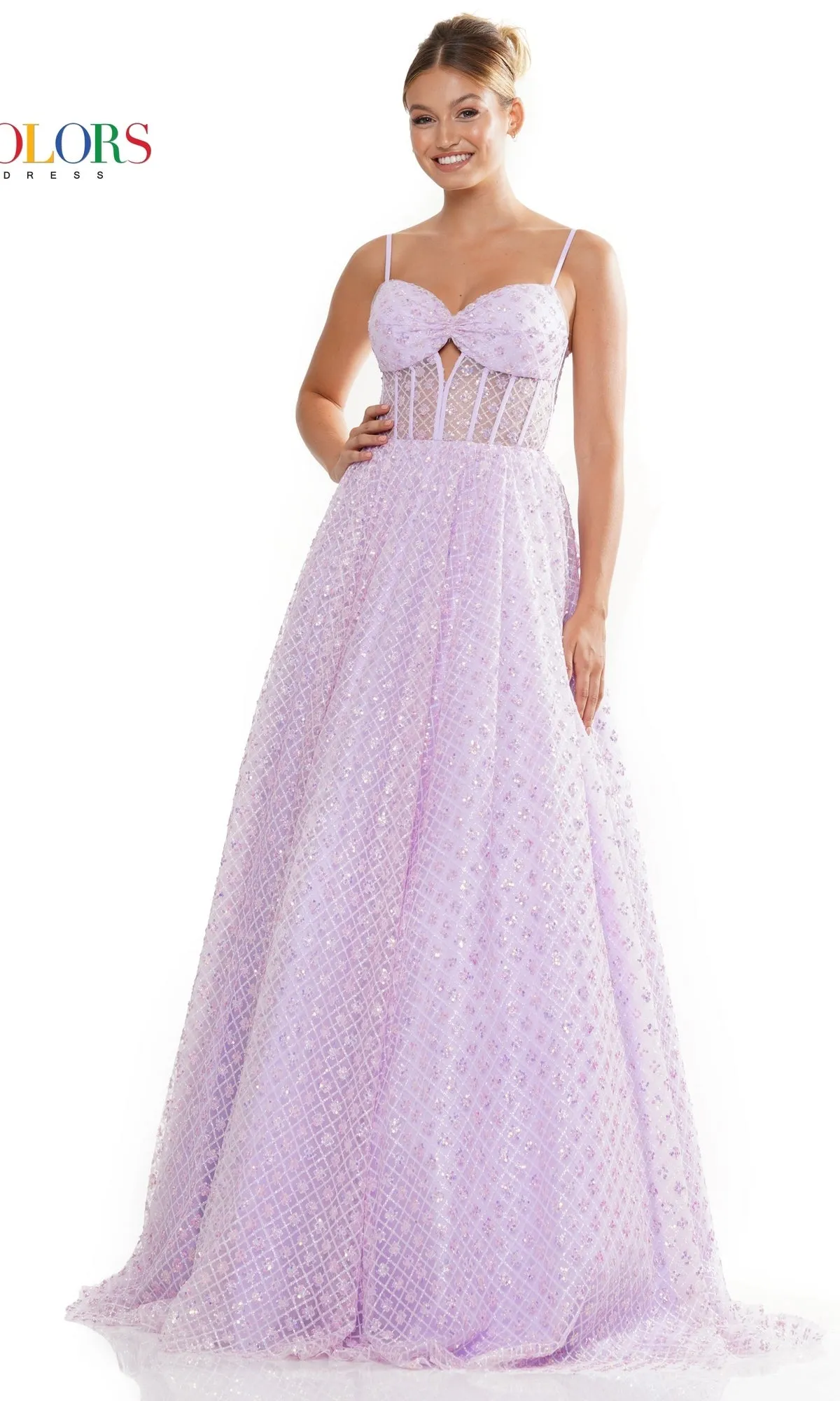 Sheer-Bodice Floral-Print Long Prom Ball Gown 3234 sold by PromGirl product image thumbnail 4