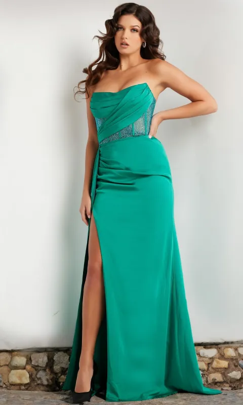Jovani Strapless Long Green Prom Dress 38330 sold by PromGirl