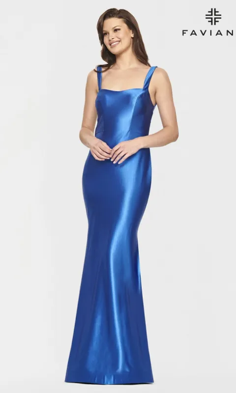 Faviana Sleek Long Satin Formal Dress S10809 sold by PromGirl