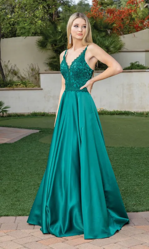 Embroidered-Bodice Long Prom Dress with Corset sold by PromGirl