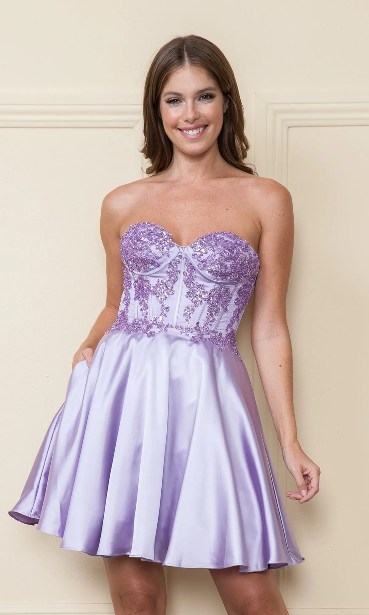 Corset-Style Strapless Short Homecoming Dress 9084 sold by PromGirl product image thumbnail 3