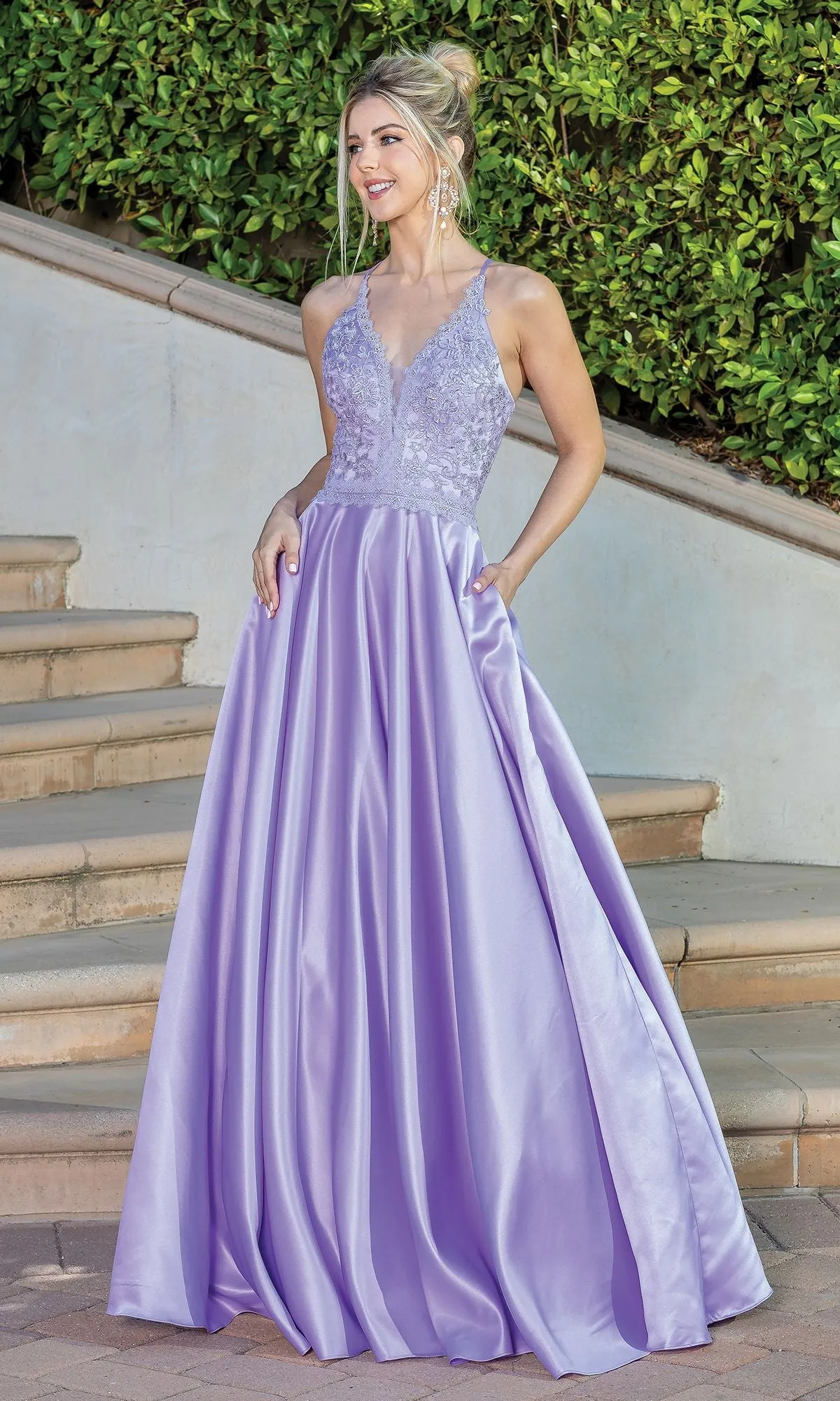 Embroidered-Bodice Long Prom Dress with Corset sold by PromGirl product image thumbnail 3
