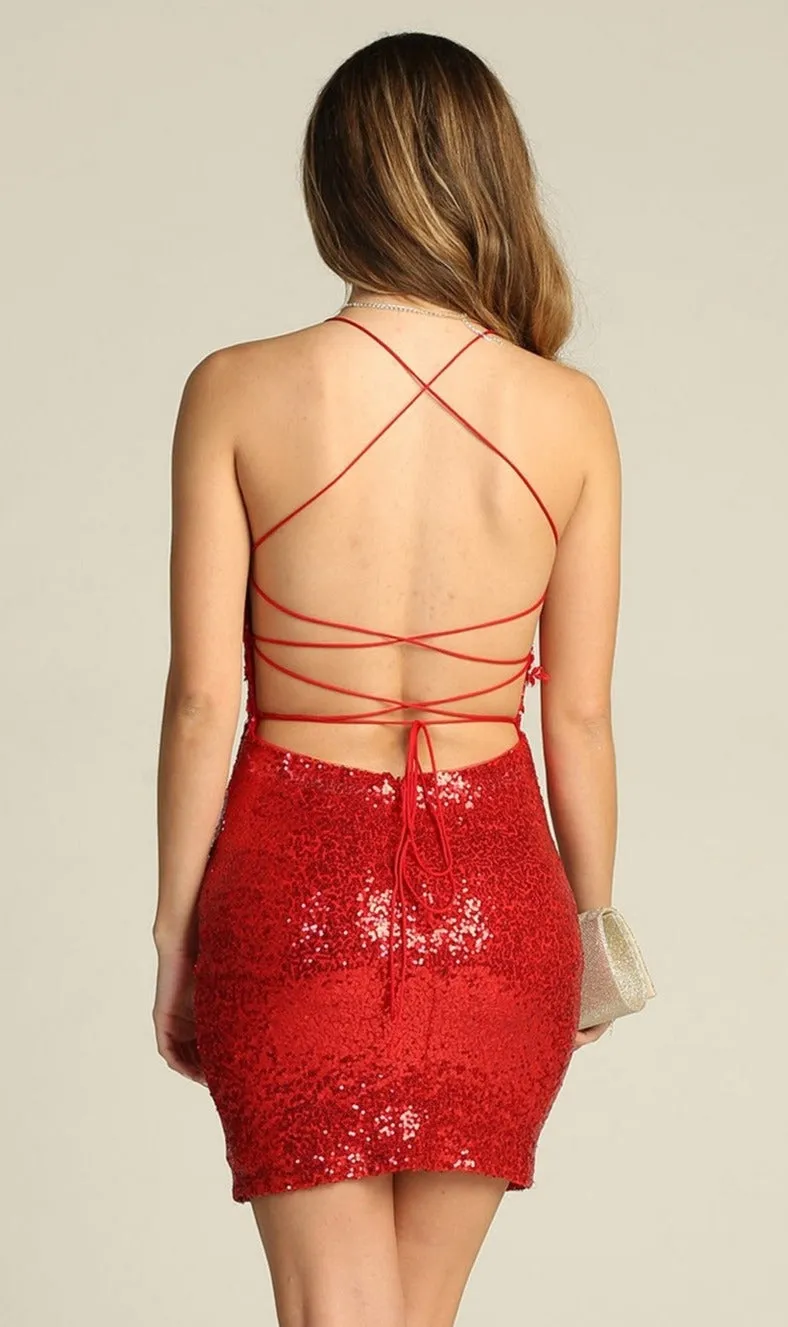 Open-Back Short Sequin Homecoming Dress C807 sold by PromGirl product image thumbnail 2