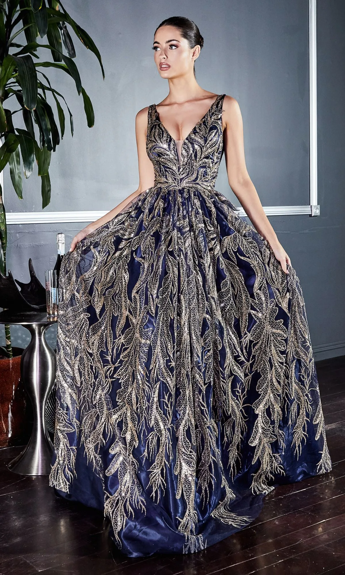 Sleeveless Glitter-Print Long Prom Dress J812 sold by PromGirl product image thumbnail 3